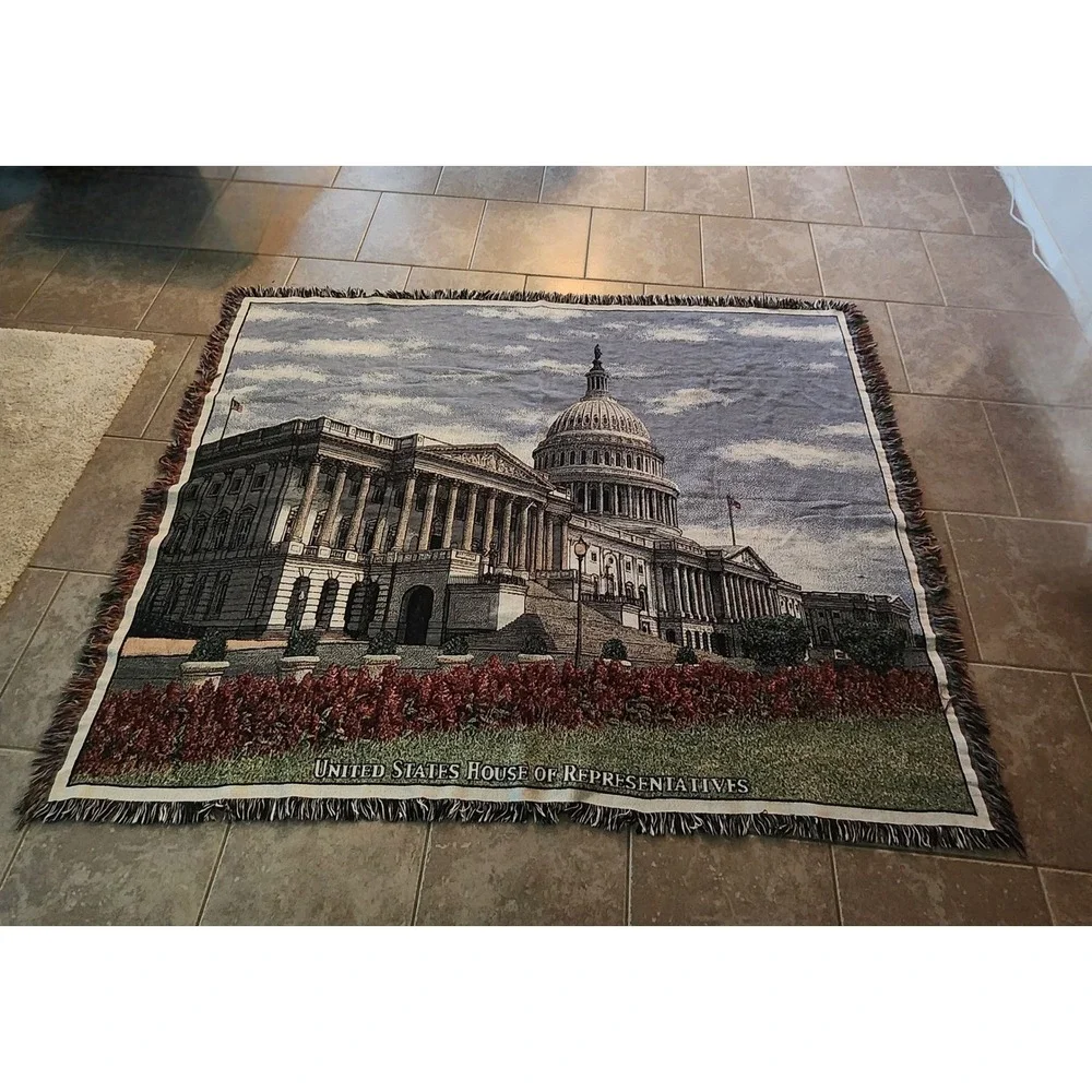 United States House of Representatives Woven Tapestry Throw Blanket US Capitol